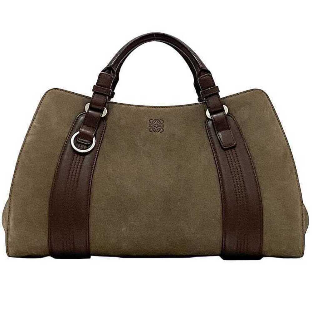 Loewe tote bag brown Anagram Suede leather Gusseted Magnetic Handbag Business